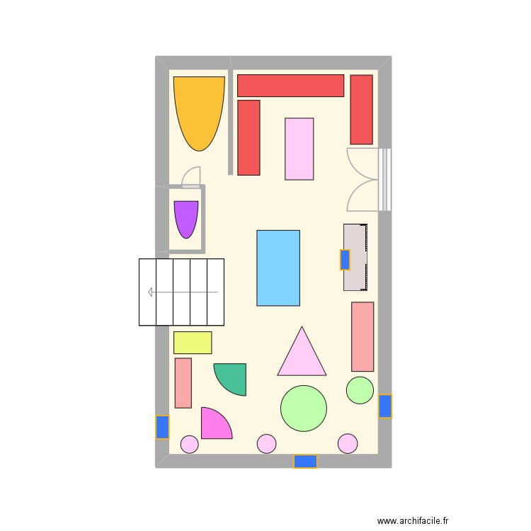 rez de chassée 1hps. Plan de 2 pièces et 20 m2