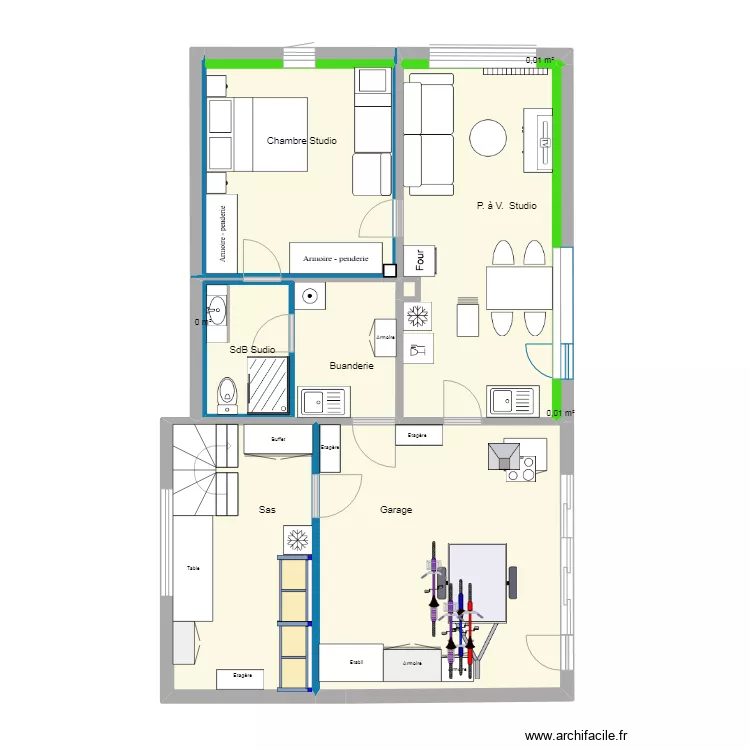 Maison du Tr&eacute;port - Studio 3. Plan de 