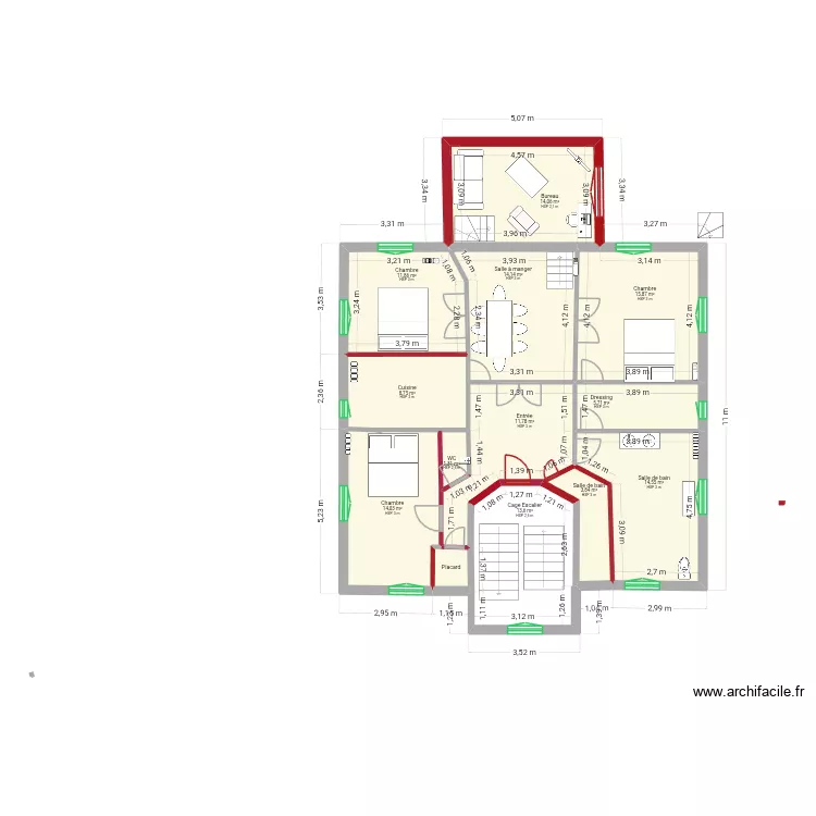Plan simplifie. Plan de 13  et 131 m²