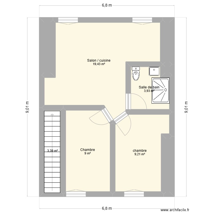 plan bis. Plan de 9 pièces et 47 m2