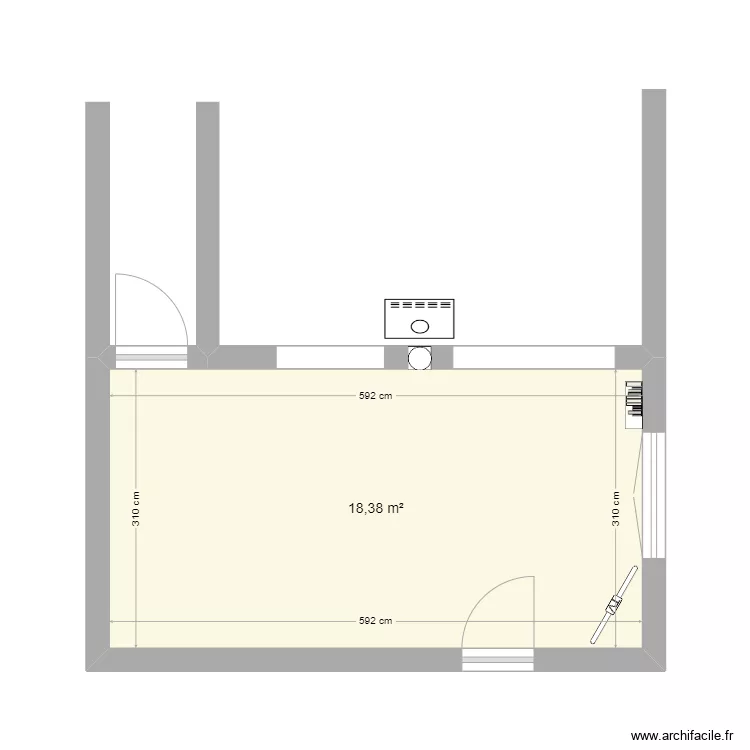Cuisine travaux nu. Plan de 