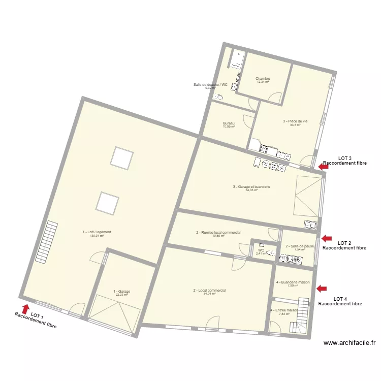 Plans pour raccordement fibre. Plan de 
