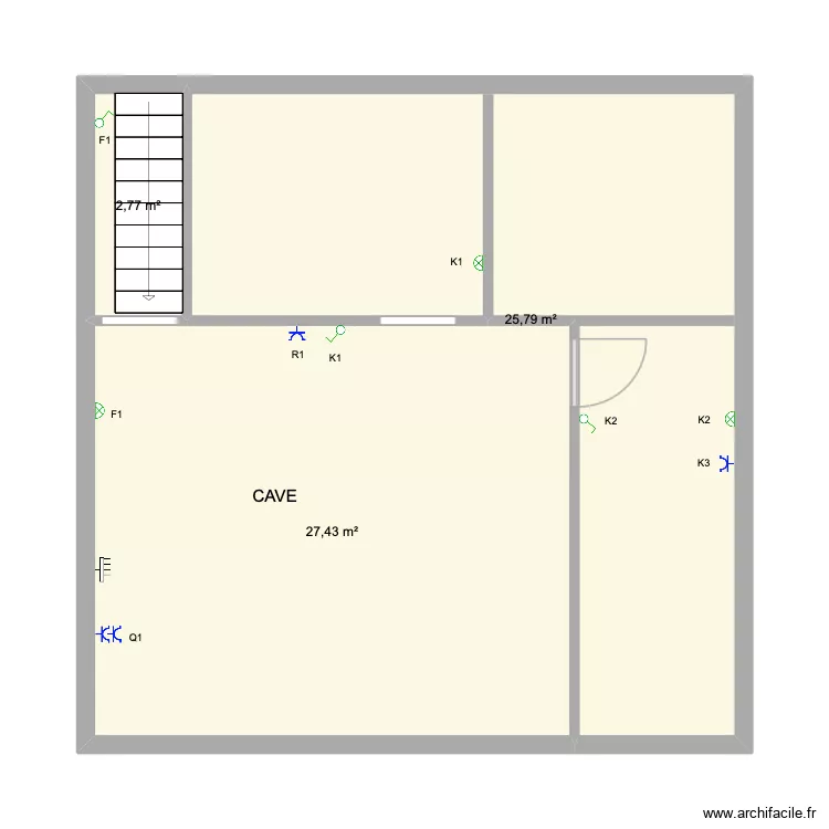 Вемел. Plan de 3 pièces et 56 m²