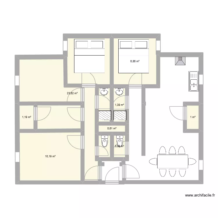 al mansoour. Plan de 8  et 46 m²