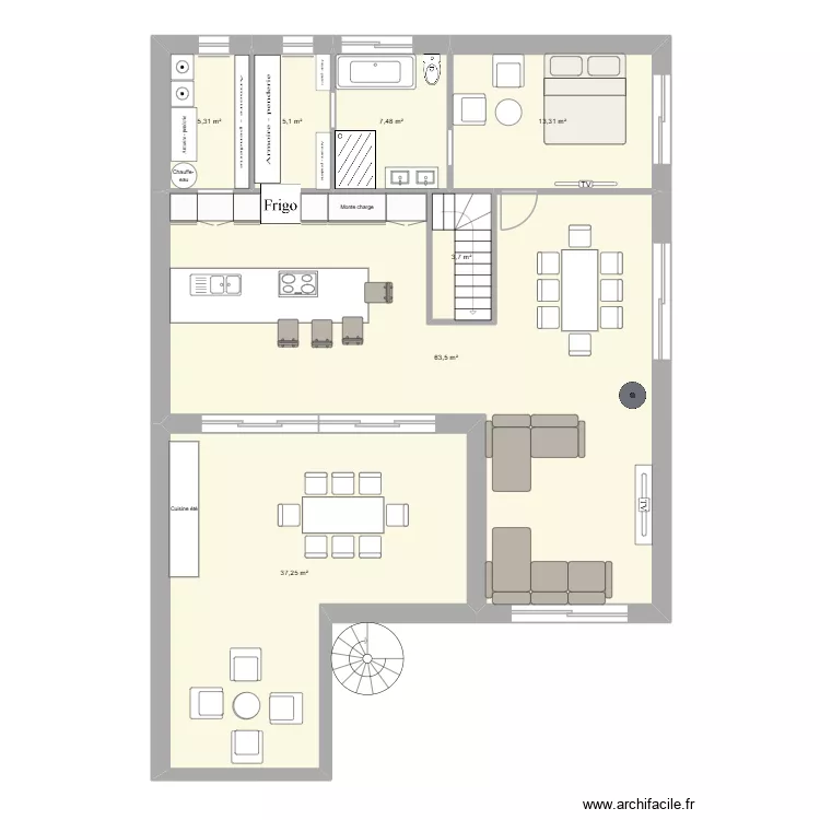 AMBON terrasse Ouest. Plan de 20  et 265 m²