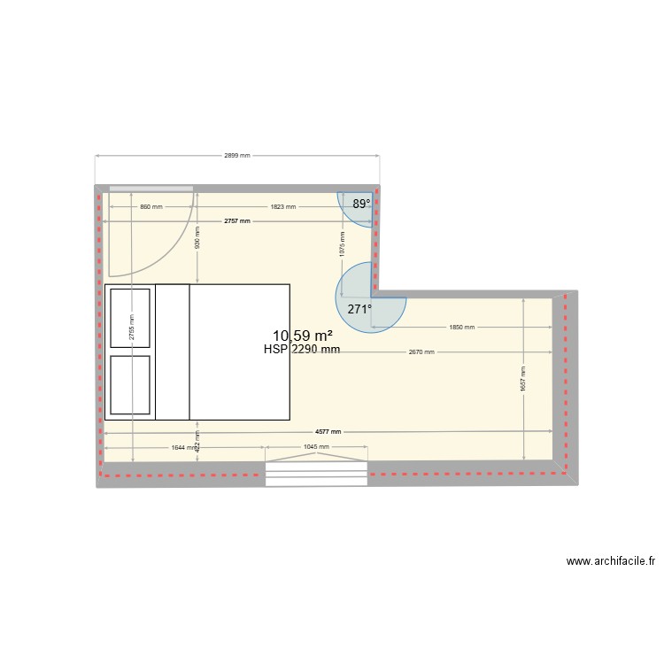 cbre2. Plan de 1 pièce et 11 m2