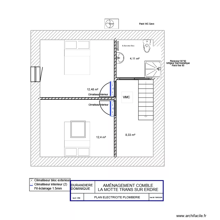 DURANDIERE DO clim etage. Plan de 4  et 37 m²