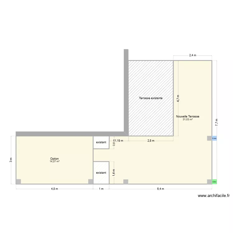 Nouvelle Terrasse. Plan de 5 pièces et 61 m² Nouvelle Terrasse. Plan de 5 pièces et 61 m²