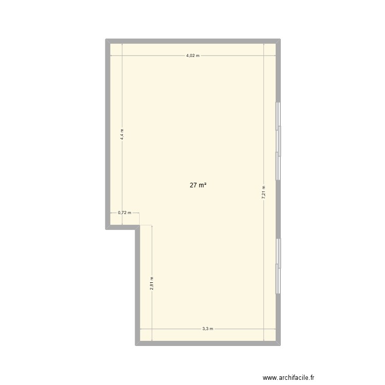chambre parentale. Plan de 1 pièce et 27 m2