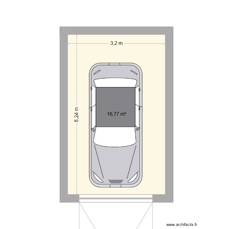 garage. Plan de 1 pièce et 17 m2