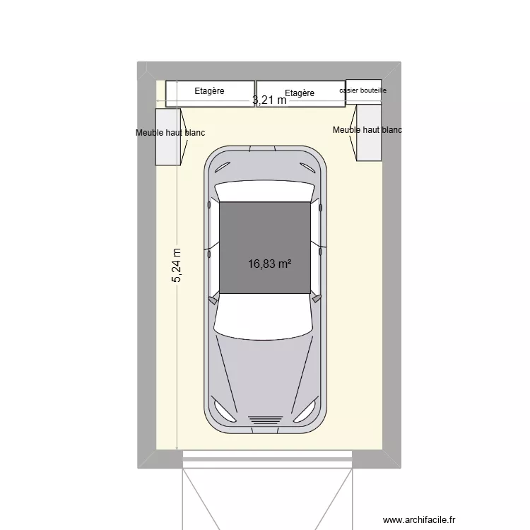 garage. Plan de 1  et 17 m²