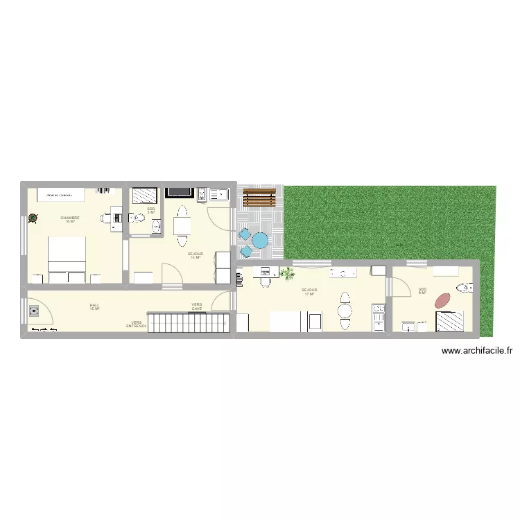 RDC GILLY. Plan de 6  et 75 m²
