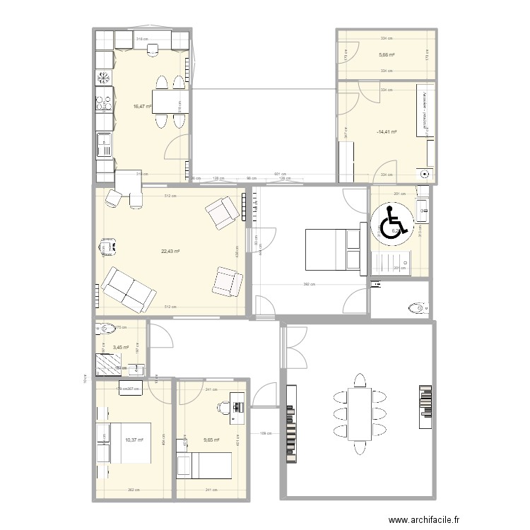 Plan projet. Plan de 8 pièces et 86 m2