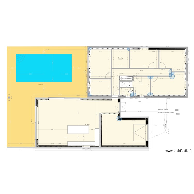 Plan avec intérieur. Plan de 6 pièces et 291 m2