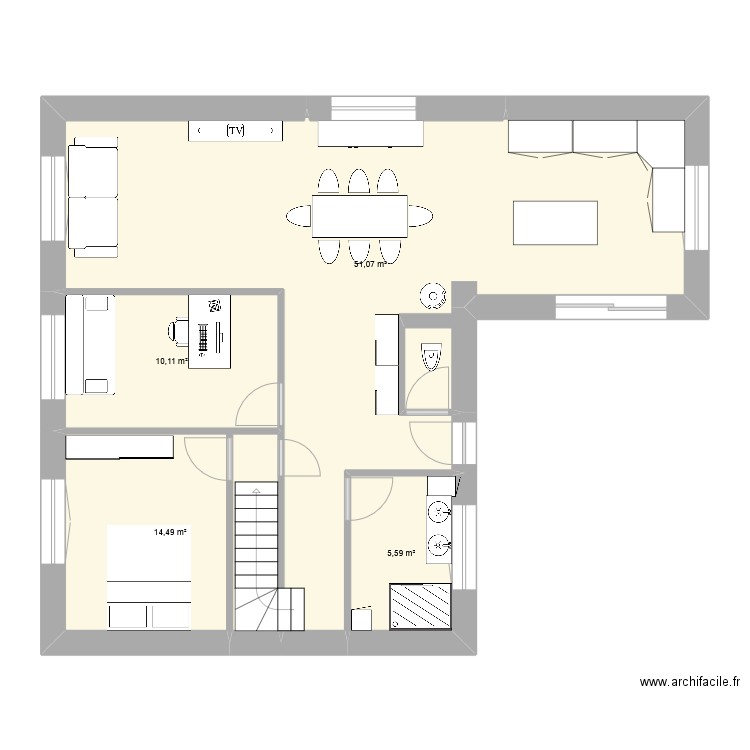 projet 1.1. Plan de 4 pièces et 81 m2