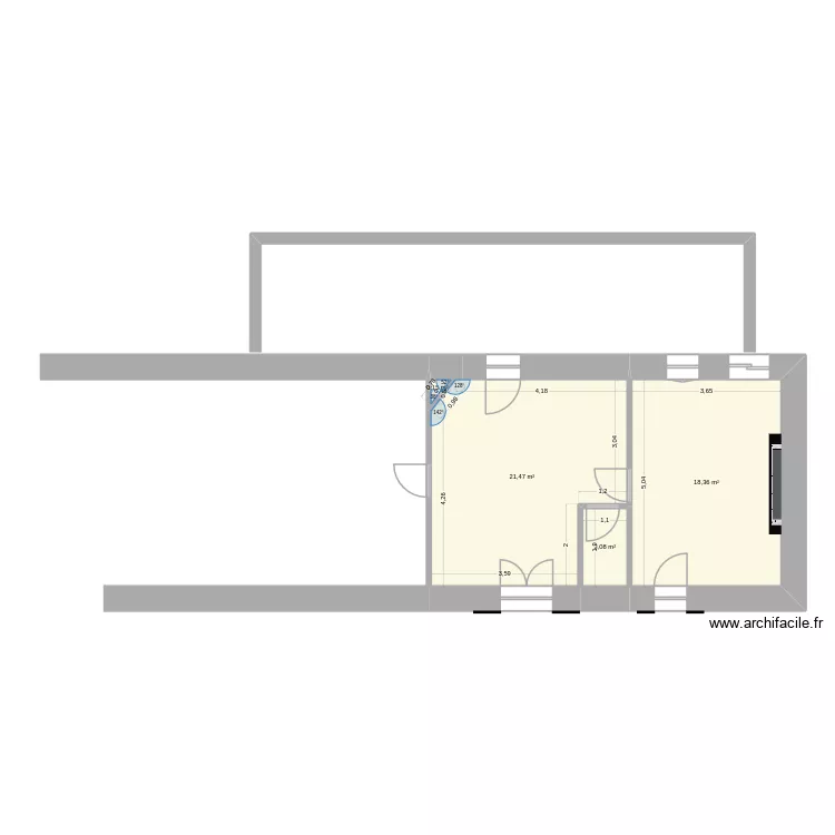 Maison B&eacute;laye. Plan de 4  et 42 m²