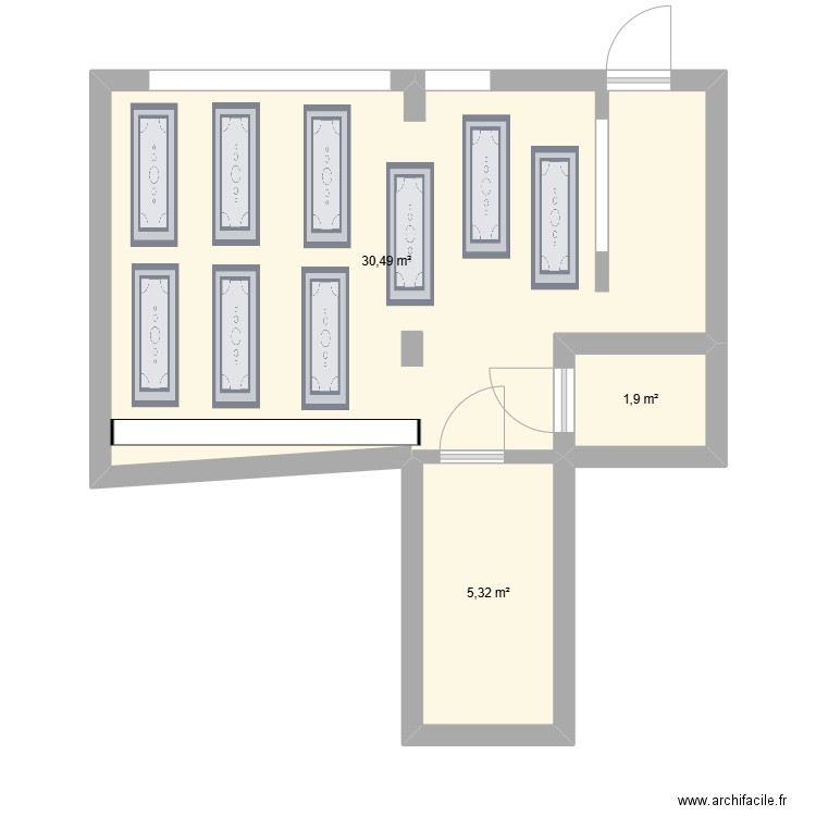 maison. Plan de 3 pièces et 38 m2