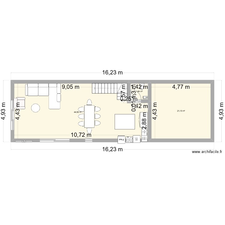 plan sol. Plan de 3 pièces et 68 m2