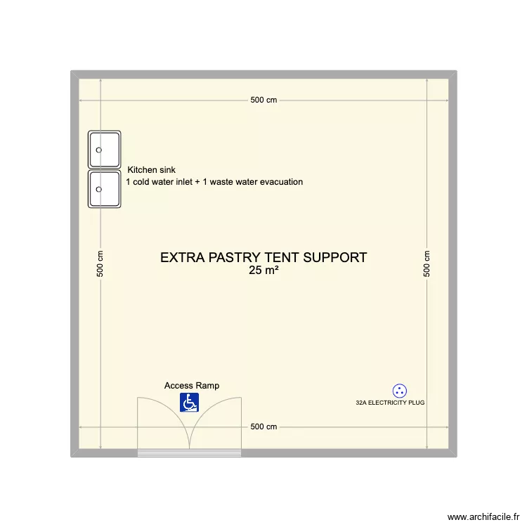 EXTRA PASTRY TENT SUPPORT. Plan de 