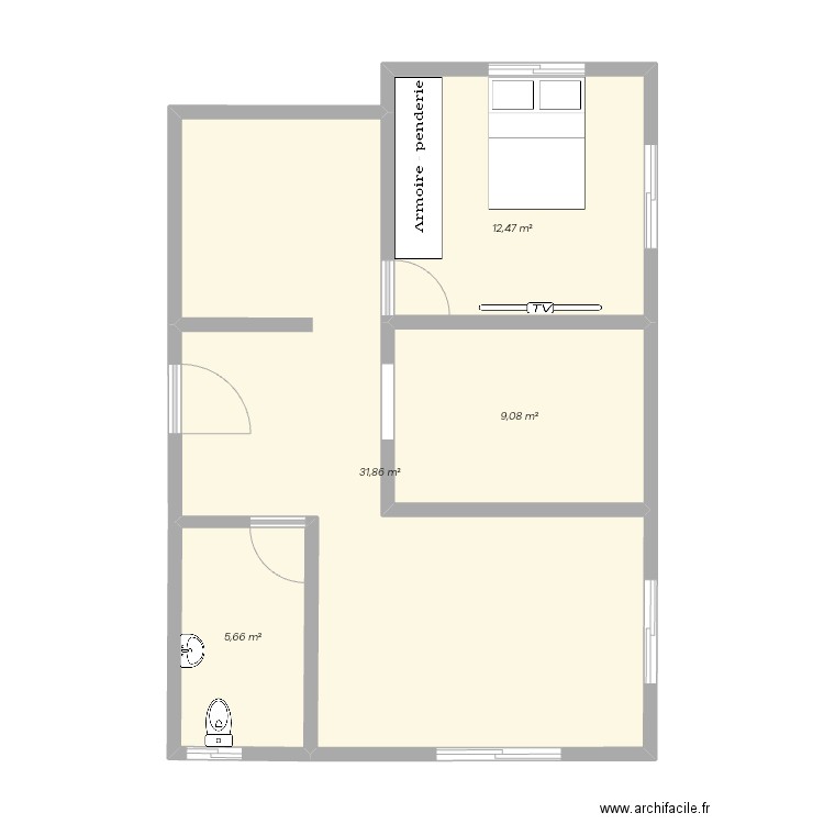 Mon plan 1. Plan de 4 pièces et 59 m2