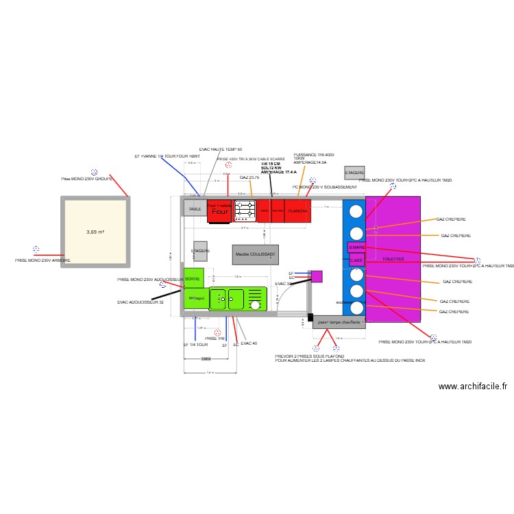l express. Plan de 1 pièce et 4 m2