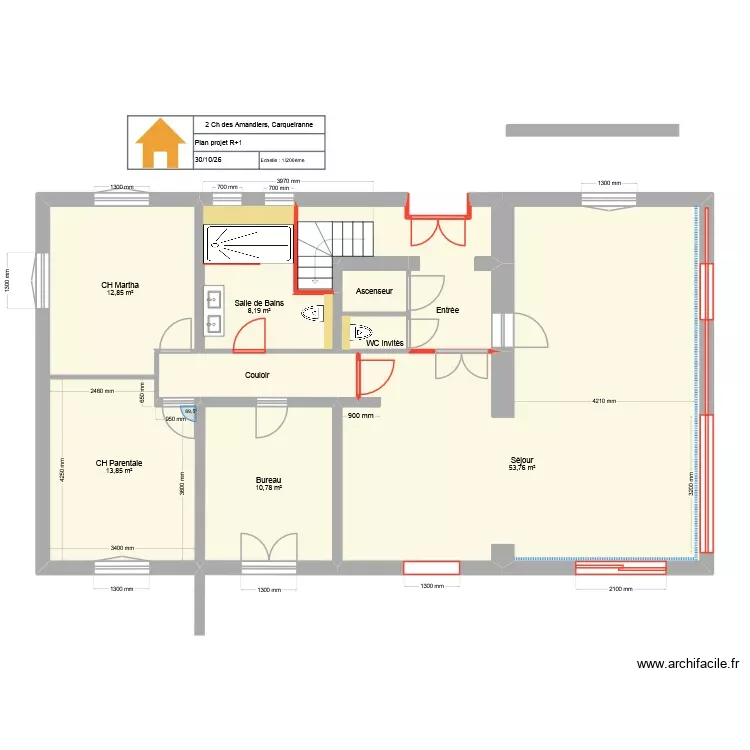 2 Ch Amandiers R+1 281026. Plan de 9 Pièces et 117 m² 2 Ch Amandiers R+1 281026. Plan de 9 Pièces et 117 m²