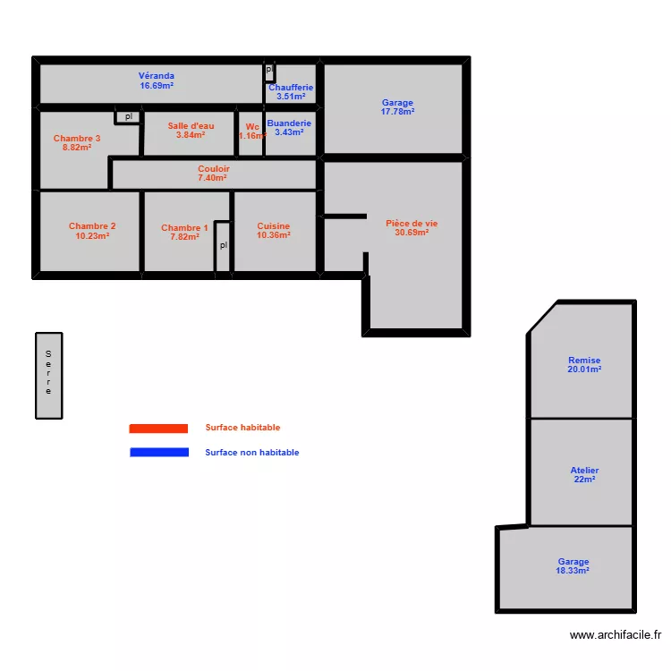 Milcent Marie luce Mesurage. Plan de 19  et 92 m²