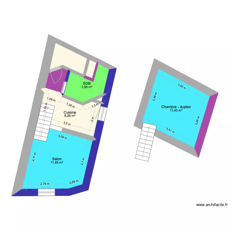 montel-3e-gauche. Plan de 7 et 37 m² montel-3e-gauche. Plan de 7 et 37 m²