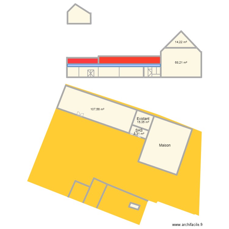 Apres Modification. Plan de 26 pièces et 455 m2