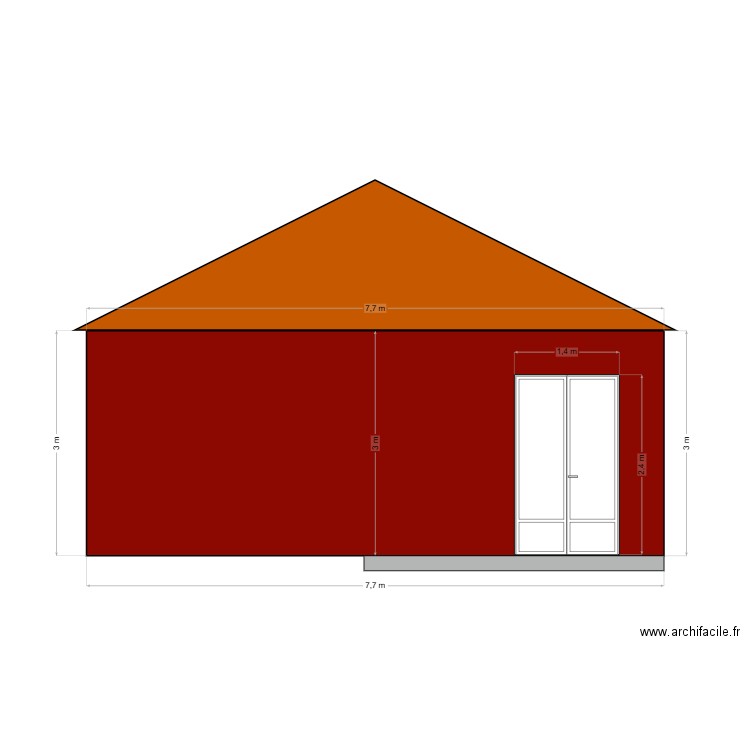 Façade arrière - Avant travaux. Plan de 0 pièce et 0 m2