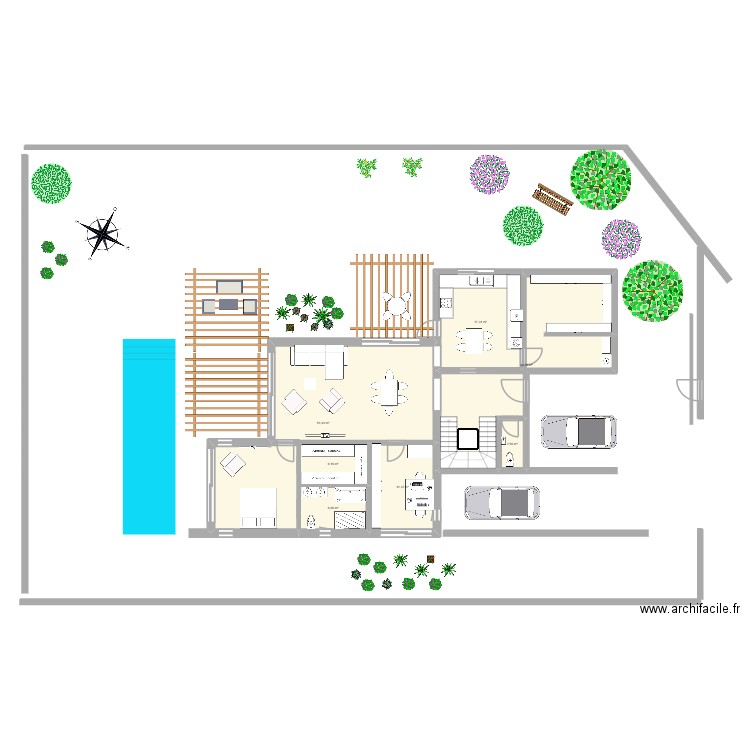 Etude 6. Plan de 6 pièces et 72 m2