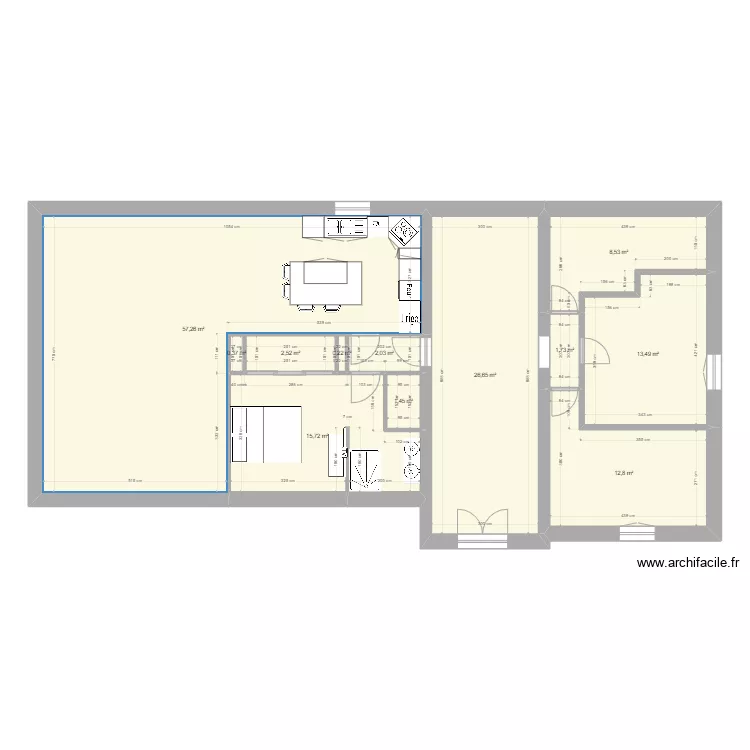 maison Valeilles avec modf cuisine_V1. Plan de 