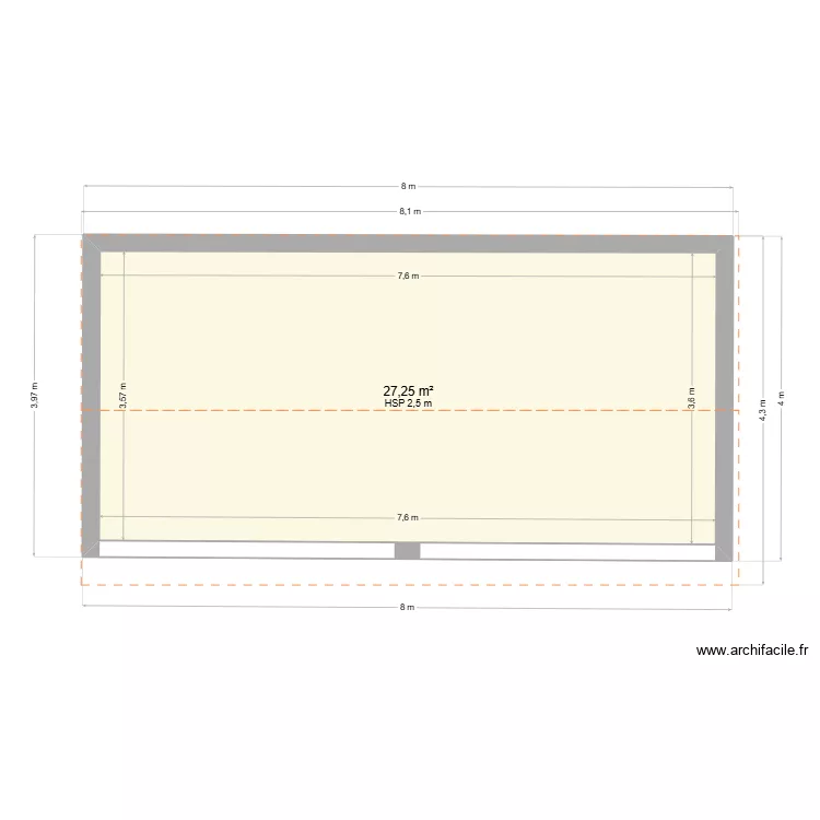 abri chevaux 2. Plan de 1  et 27 m²