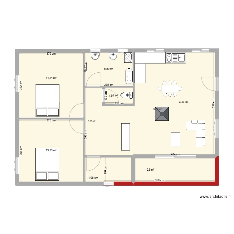 MORINO. Plan de 6 pièces et 84 m2