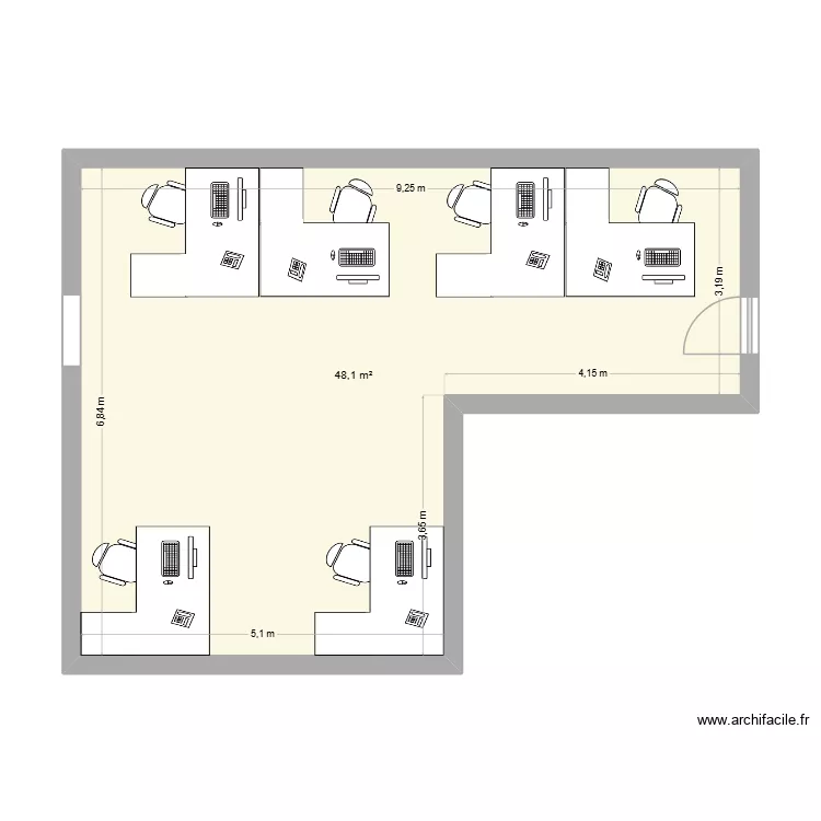 D&eacute;partement comptabilit&eacute;. Plan de 1  et 48 m²