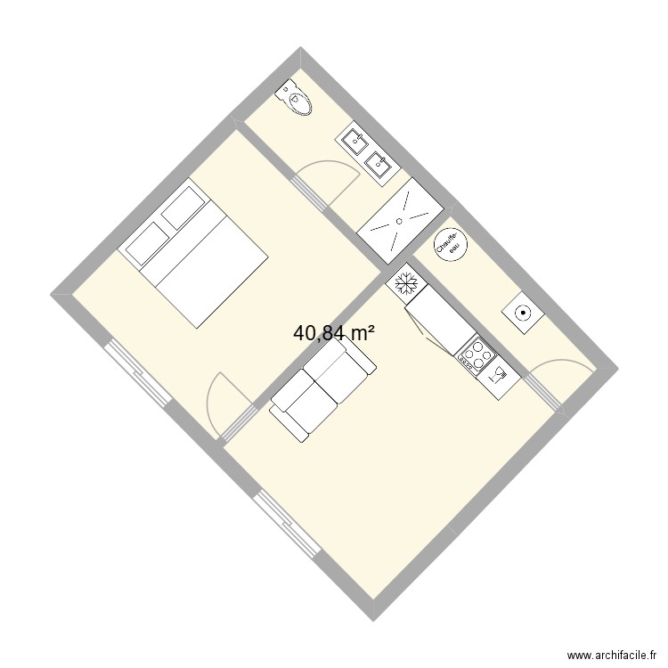 La Peloue 5. Plan de 1 pièce et 41 m2