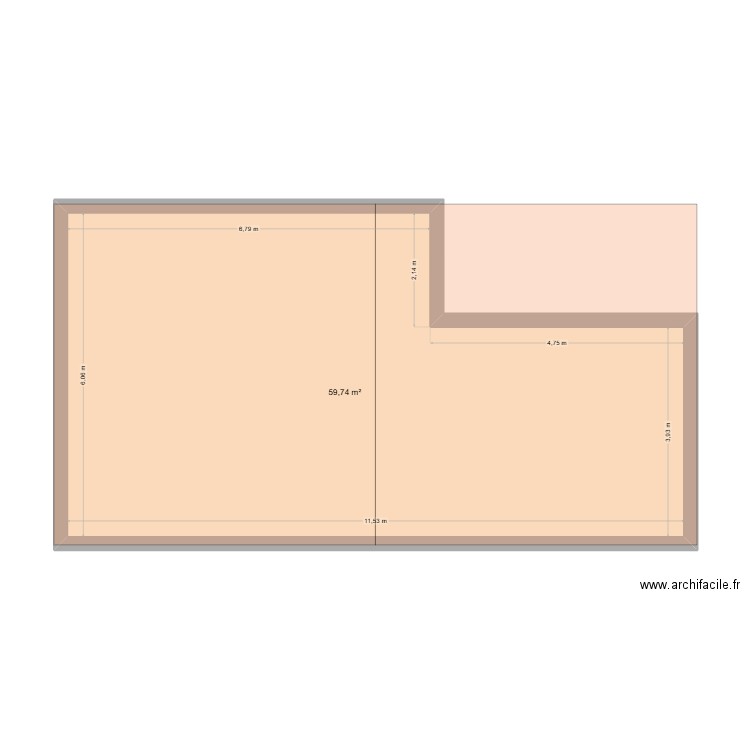 Appartement SMSM. Plan de 1 pièce et 60 m2