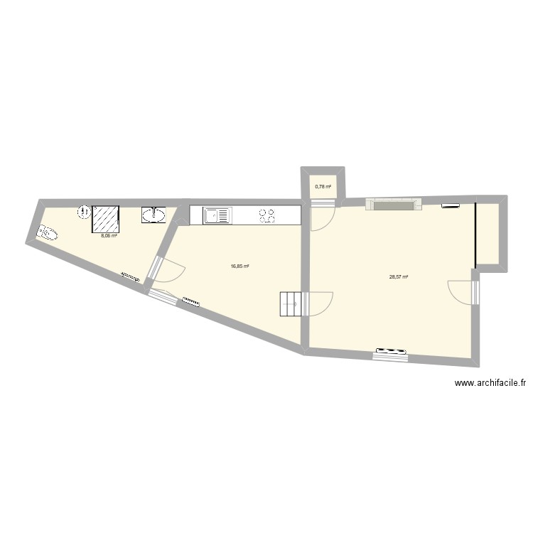 25 Ch Jarrin. Plan de 4 pièces et 54 m2