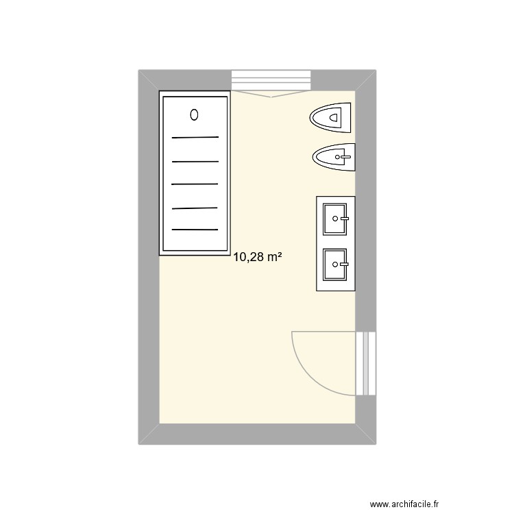 SDB JYC. Plan de 1 pièce et 10 m2
