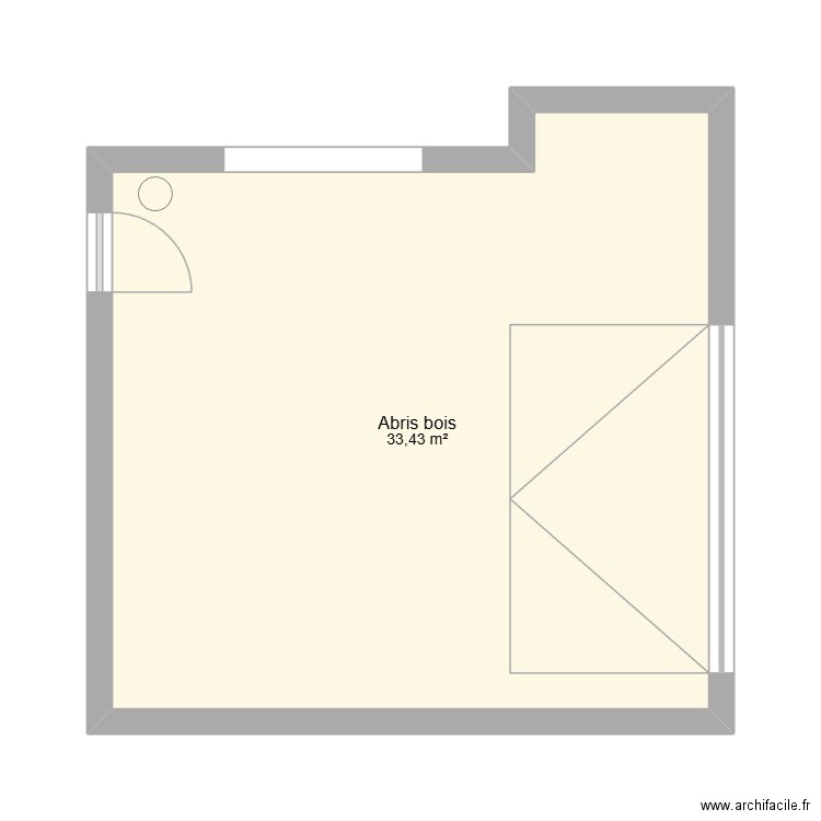 Abris bois. Plan de 1 pièce et 33 m2