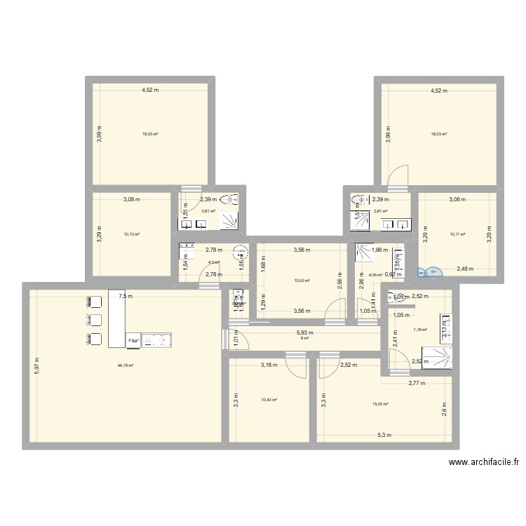 mimi st vincent. Plan de 15 pièces et 168 m2