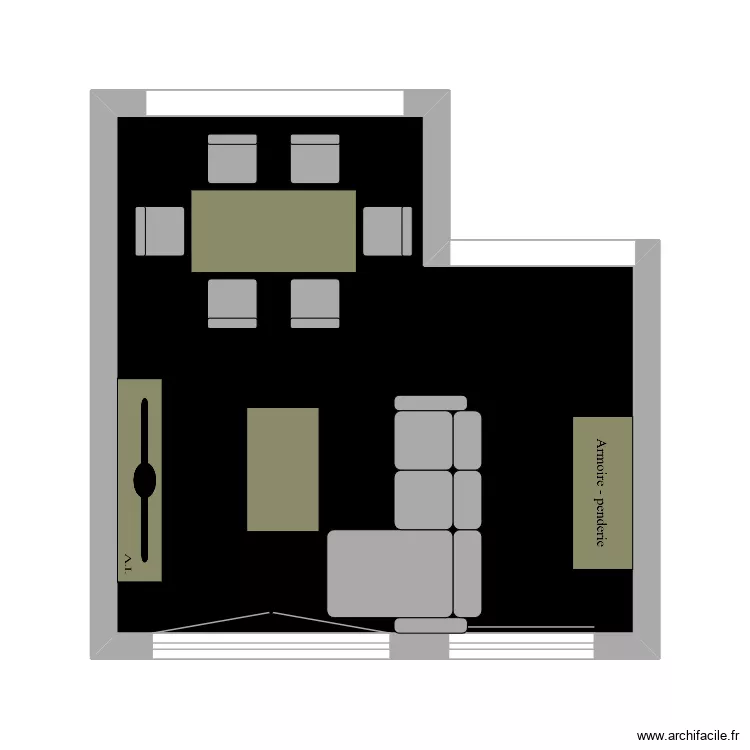 salon. Plan de 1  et 22 m²