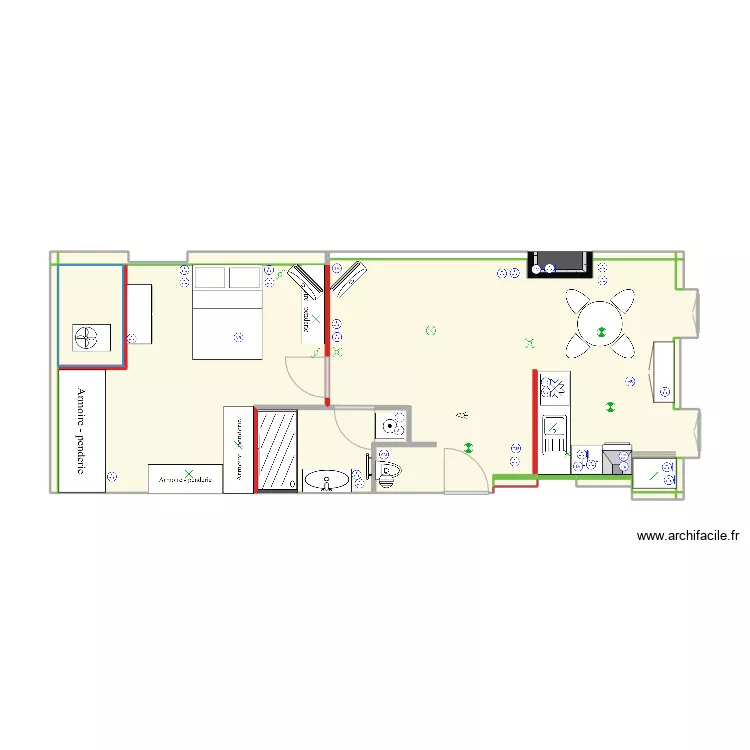 c&ocirc;t&eacute; cuisine entr&eacute;e. Plan de 