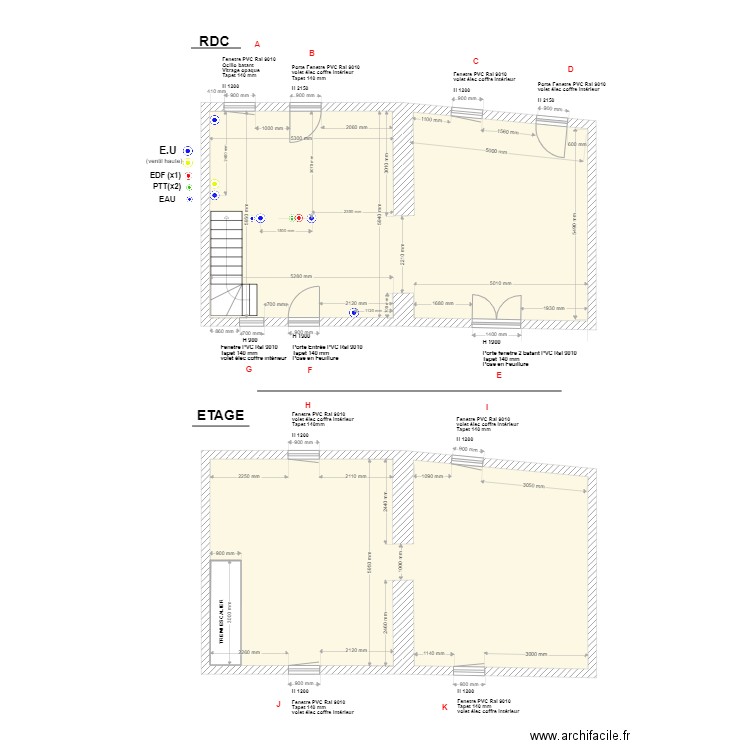 Mne COLIN rdc.. Plan de 3 pièces et 125 m2