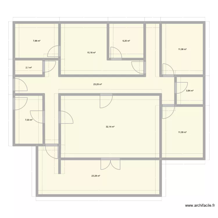 Projet DAMALA_Murs. Plan de 11 pièces et 143 m²
