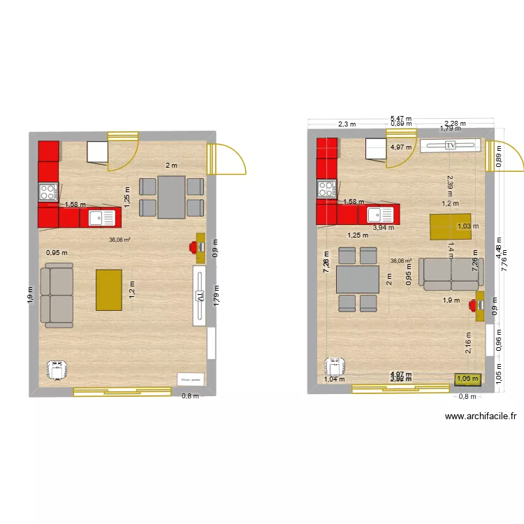 cuisine CH. Plan de 2 Pièces et 72 m² cuisine CH. Plan de 2 Pièces et 72 m²