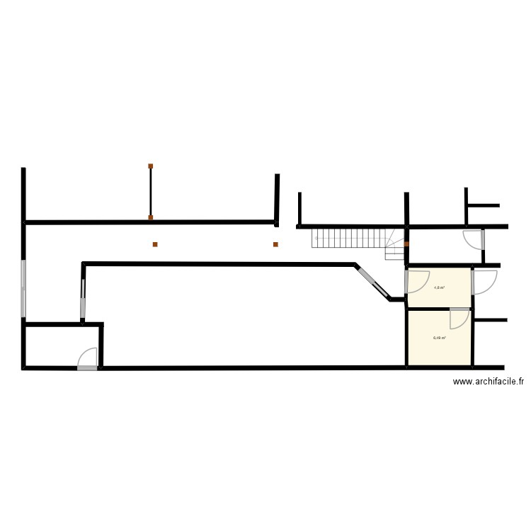 Bergerie. Plan de 2 pièces et 11 m2