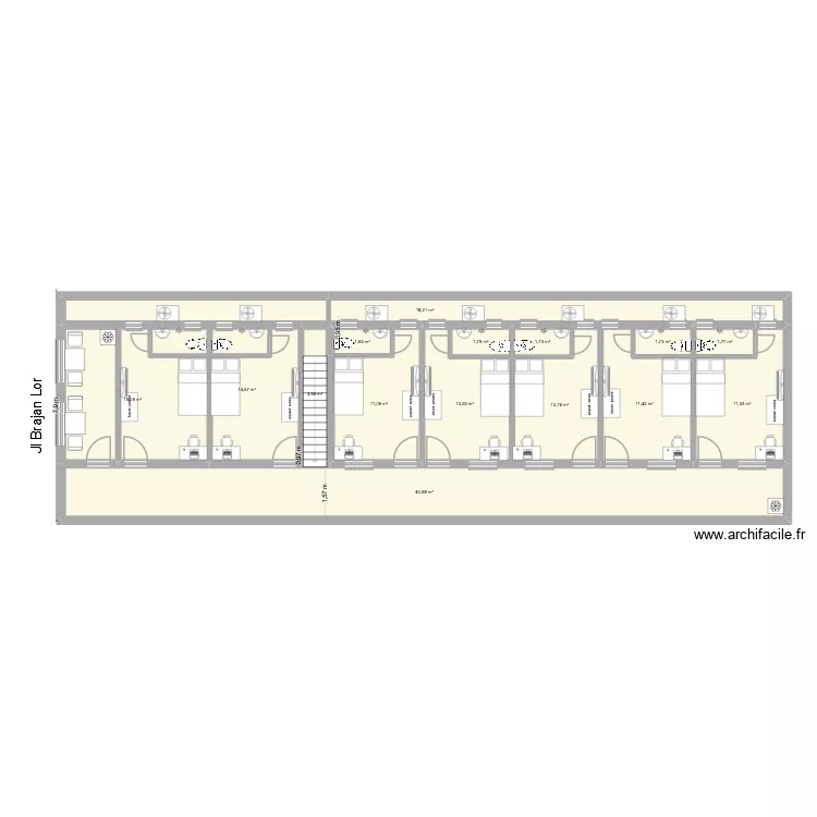Branjan Tamantirto Kos (second floor)(12 chambres). Plan de 15 et 160 m² Branjan Tamantirto Kos (second floor)(12 chambres). Plan de 15 et 160 m²