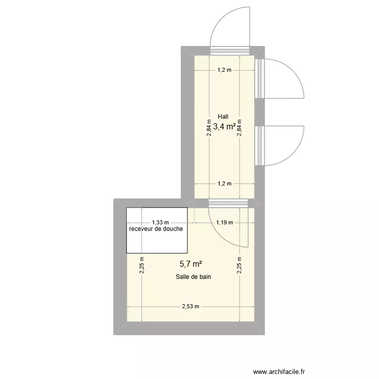 etage cit&eacute; Esp&eacute;rance,10 pour chauffage sol. Plan de 2 Pièces et 9 m²