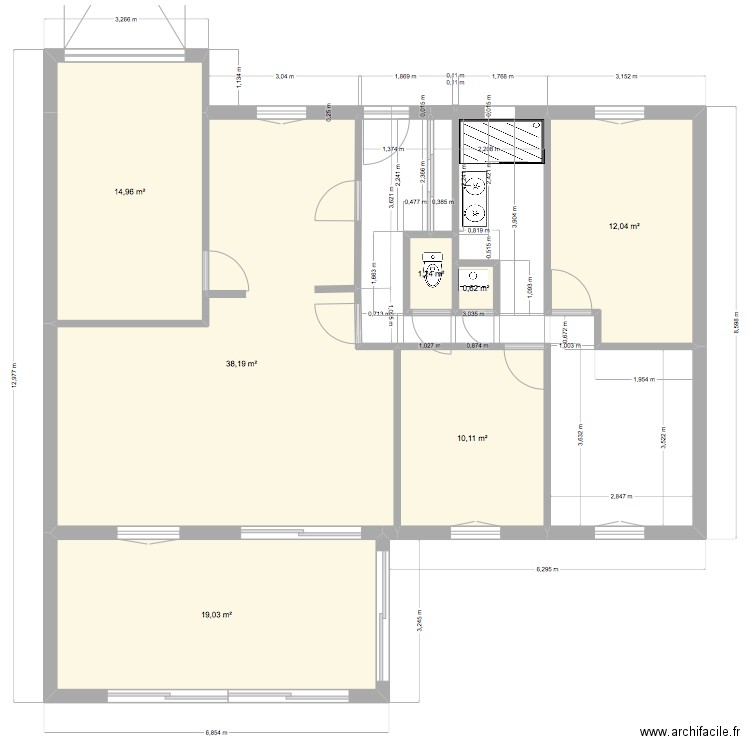 Maison Vacqueriette. Plan de 7 pièces et 96 m2